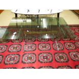 MID CENTURY COFFEE TABLE WITH SMOKED GLASS TOP