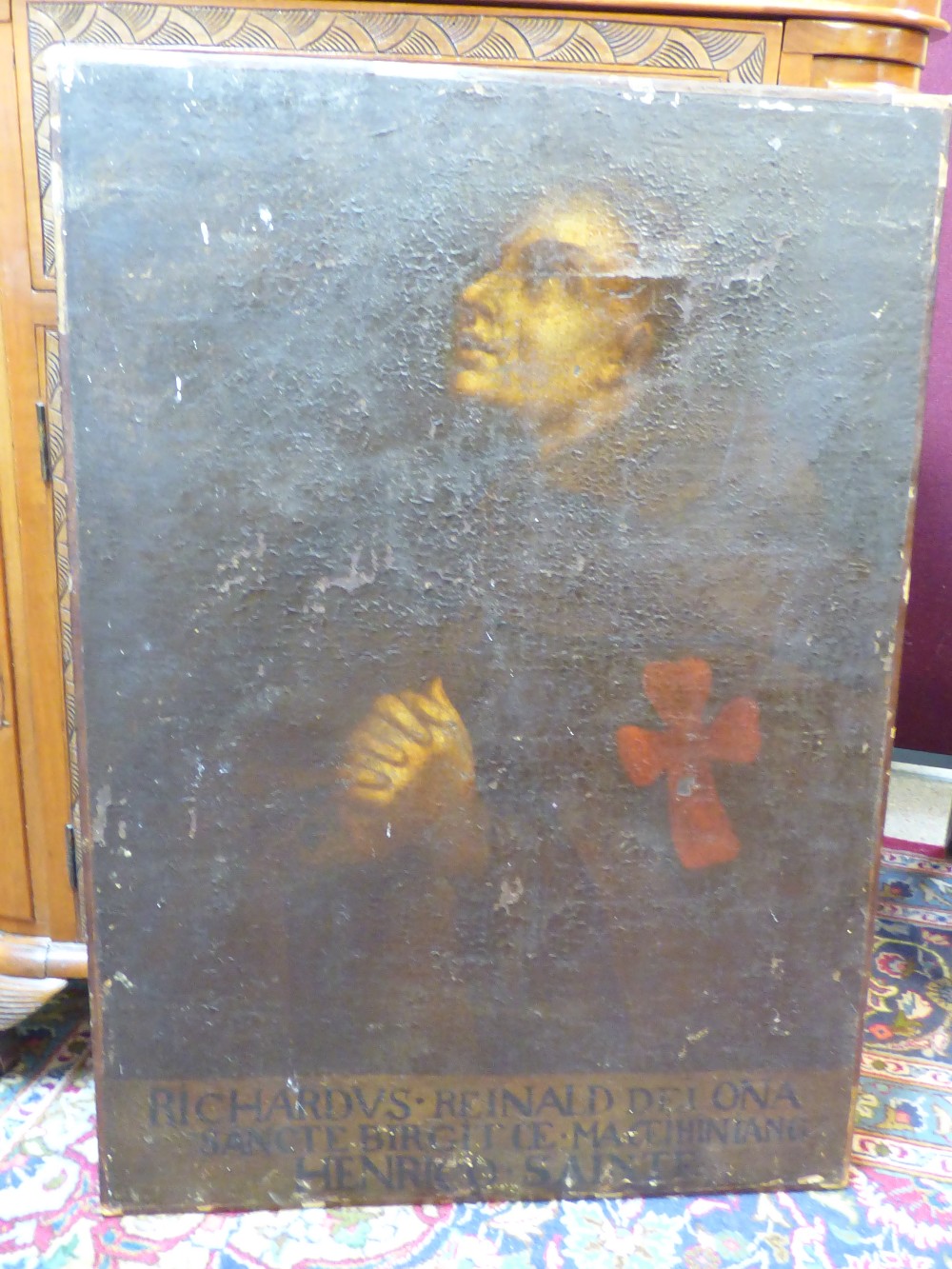 2 X EARLY OIL PORTRAITS, 1 X BOARD, 1 X CANVAS + AN ETCHING - Image 2 of 16