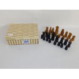 WOODEN CHESS SET IN A CAMEL BONE BOX