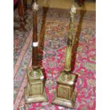 PAIR OF METAL OBELISKS 67 cms