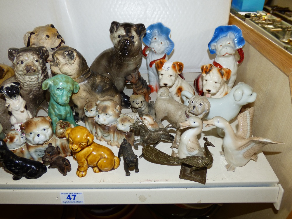 LARGE COLLECTION OF CERAMIC PUG FIGURES + OTHERS - Image 2 of 3