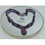 EASTERN WHITE METAL & AMETHYST NECKLACE
