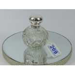 VICTORIAN SILVER MOUNTED CUT GLASS SCENT BOTTLE & STOPPER