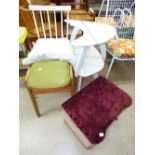 2 WOODEN COFFEE TABLES, STICKBACK CHAIR, LAUNDRY BOX & STOOL
