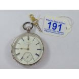 STERLING SILVER 1873 THOMAS RUSSELL, ENGLISH FUSEE LEVER, CASE & MOVEMENT # 61413, WITH KEY, WORKING
