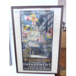 ORIGINAL FRAMED & GLAZED POSTER 'LONDON TRAMWAYS' 81H X 55W CMS