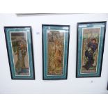 3 FRAMED & GLAZED MUCHA PRINTS 55H X 26W CMS