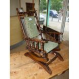 VICTORIAN CHILDS TURNED OAK ROCKING CHAIR