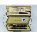 BOXED CONWAY STEWART FOUNTAIN PEN 14ct NIB, PROPELLING PENCIL & BOXED PARKER 61 FOUNTAIN PEN
