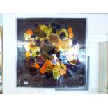 FRAMED ANTHONY KRIKHAAR CONTEMPORARY GLASS ART WORK 79 X 79 CMS