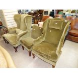 3 VELOUR COVERED CHAIRS