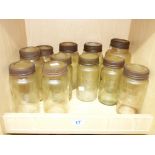 11 X VINTAGE KILNER LIDDED GLASS JARS