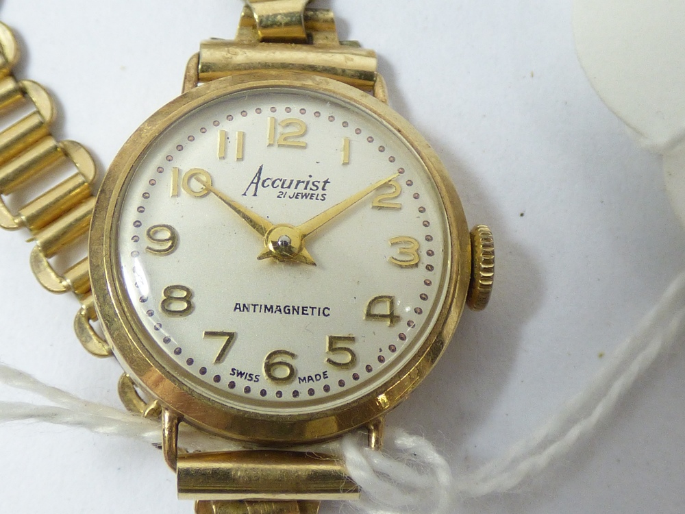 9ct GOLD ACCURIST LADIES WATCH, TOTAL WEIGHT 12.05 grams - Image 2 of 2