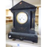 SLATE CLOCK WITH MARBLE INLAY 42 X 33.5 CMS