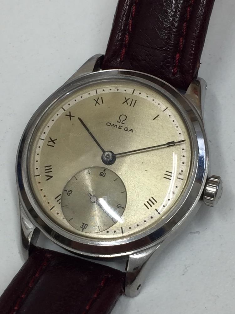 RARE CIRCA 1945 OMEGA STEEL GENTS WATCH MOVEMENT OMEGA 30T2 #10205909 CASE #562-10170549 SCREW - Image 5 of 6