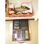 BOXED HUMBROL WORK STATION & BOXED BOURNE & HOLLINS ART CASE SET