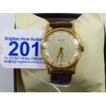 GENTLEMANS ROTARY WATCH STEEL AND GOLD ROTARY BOX WITH MECHANICAL 15 JEWEL SWISS MANUAL WIND