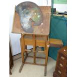 LARGE ART DECO FLOOR STANDING EASEL WITH STORAGE & PALETTE by REEVES & USED BY LESLIE CHARLOTTE