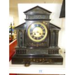 SLATE CLOCK WITH ROMAN FRIEZE DETAIL 38 X 35 CMS