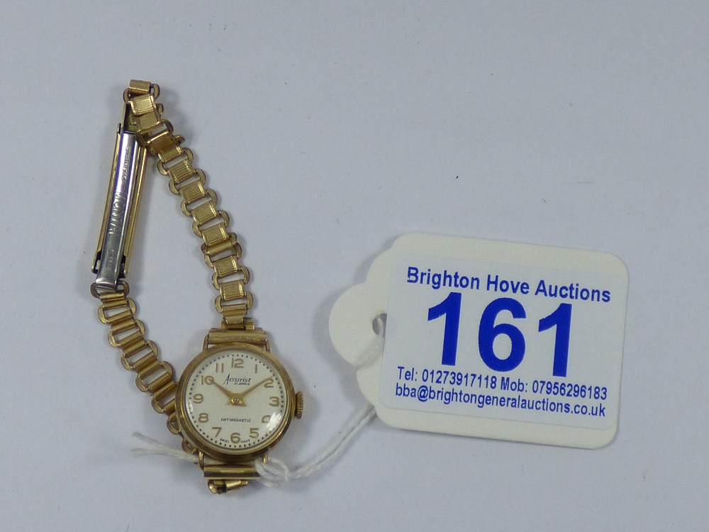 9ct GOLD ACCURIST LADIES WATCH, TOTAL WEIGHT 12.05 grams