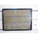 VINTAGE FRAMED EMBROIDERED SAMPLER DATED 1814