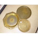 3 X EASTERN BRASS TRAYS