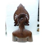 CARVED WOOD BUST OF DEITY