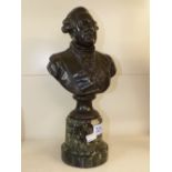 FRENCH AMBASSADOR MARQUIS CHARLES D'OSSUN (1743 - 1821) BRONZE BUST SIGNED HOUDON, ON A MARBLE