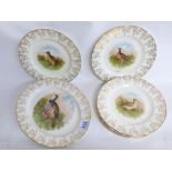 ROYAL DOULTON OVAL MEAT PLATE + 6 MATCHING STAFFORDSHIRE DINNER PLATES, DECORATED WITH GAMEBIRDS