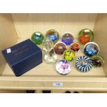 COLLECTION OF GLASS PAPERWEIGHTS INCLUDING CAITHNESS, BALMORAL CRYSTAL & ISLE OF WIGHT