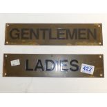 2 X BRASS SIGNS, LADIES & GENTLEMEN 70 X 30.5 CMS