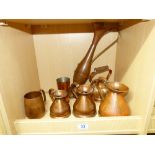 COLLECTION OF COPPER & BRASS ITEMS INCLUDING MUG MADE WITH METAL FROM THE HMS REVENGE & VICTORIAN