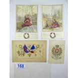 THE ROYAL FUSILIERS SOUTH AFRICA CHRISTMAS CARD 1901, WW1 SILK CHRISTMAS CARD 1914-1915 + 2 X