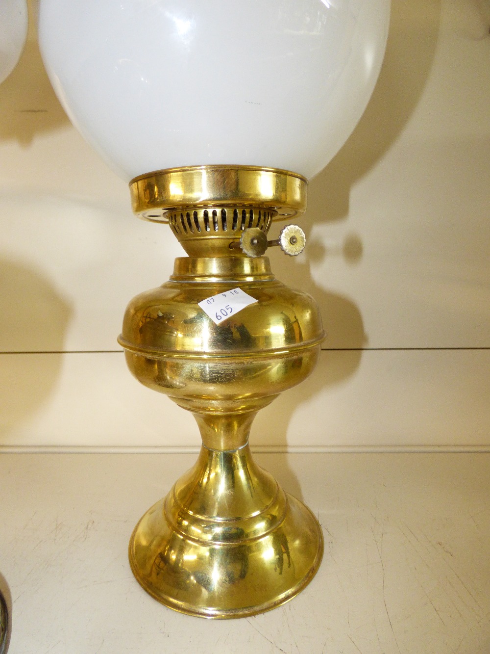 2 X OIL LAMPS, 1 X BRASS & 1 X WHITE METAL BASED - Image 3 of 5