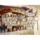 PAIR OF GLASS DROP CHANDELIERS