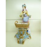 CONTINENTAL FIGURE OF A LADY WITH A BASKET 39 CMS