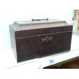 WOODEN TEA CADDY WITH LIDDED TIN LINERS