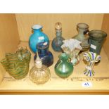 VINTAGE GLASS ITEMS INCLUDING RIBBON AND CLOUDED GLASS