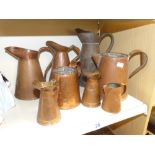 8 X VINTAGE COPPER JUGS