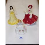 3 X ROYAL DOULTON FIGURINES CHRISTMAS DAY 2009 HN5350 TOPAZ HN4980 AND AMANDA HN3632