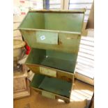 3 X STACKING METAL PRODUCE STORAGE CONTAINERS