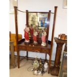 UNUSUAL EDWARDIAN MAHOGANY MIRRORED DRESSING TABLE WITH BRASS SUPPORT TO MIRROR WITH THREE