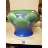 PORCELAIN BLUE AND GREEN BALUSTER VASE (19CMS)