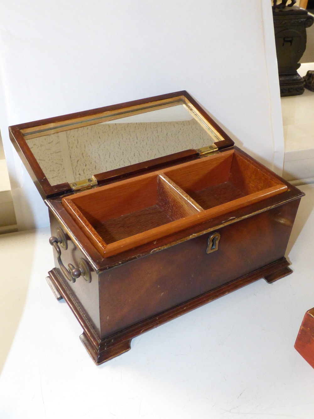 MAHOGANY TEA CADDY ON OGEE FEET AND POEM BOX - Image 3 of 3