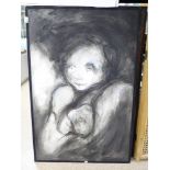 SET OF 5 CHARCOAL AND PASTEL STUDIES OF FIGURES BY CHRISTOPHE CHEVREAU (LARGEST 120 X 80 CMS)