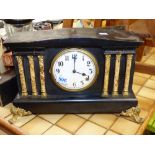 EBONISED WOOD VICTORIAN MANTLE CLOCK