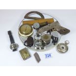 ROMANCO GUN FLINT LIGHTER, VESTA / STAMP BOX, WRISTWATCH, JEWELLERS LOOPS AND COLLECTABLES