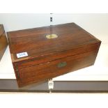 VICTORIAN ROSEWOOD BRASS INLAID WRITING BOX