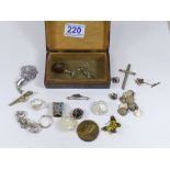 CHARLES DICKENS MEDALION, SILVER JEWELLERY AND A CLOISSONE THIMBLE