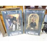 A PAIR OF FRAMED PRIVATE EYE POSTERS (76 X 50 CMS)